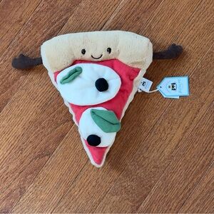 Jellycat Beige, Red & Green Pizza Slice Plush with Smiling Face